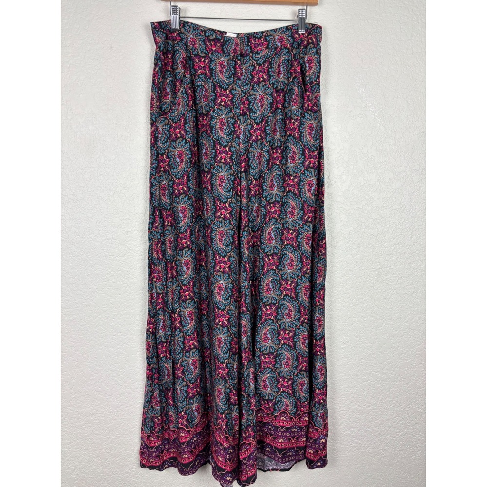 Band of Gypsies Paisley Wide Leg Palazzo Pants Womens SZ 6 Pink Purple Paisley